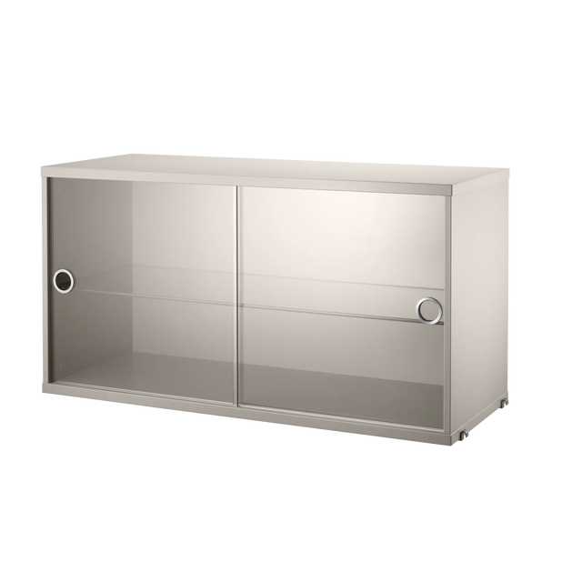 String Vitrine 78×30cm mit Glas-Schiebetüren Beige – Hängevitrine für das String Regal