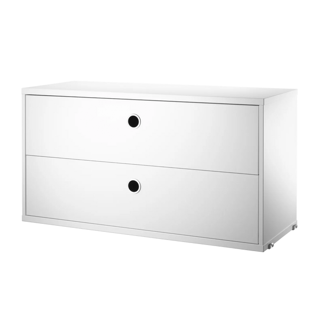 String Schubladenschrank 78×30cm Weiß – Schubladenelement für das String Regal