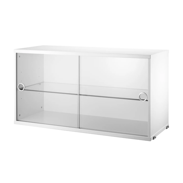 String Vitrine 78×30cm mit Glas-Schiebetüren Weiß – Hängevitrine für das String Regal