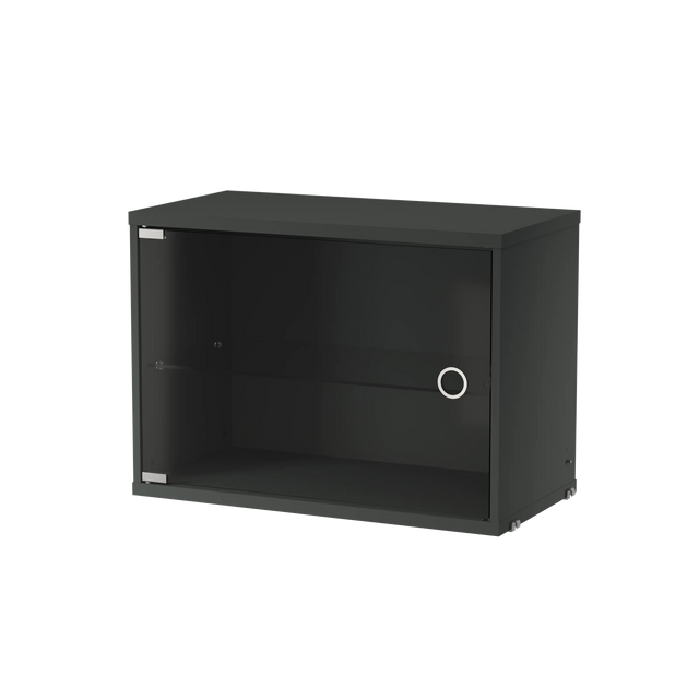 String Vitrine 58×30cm mit Glas-Schwenktür Dunkelgrau – Hängevitrine für das String Regal