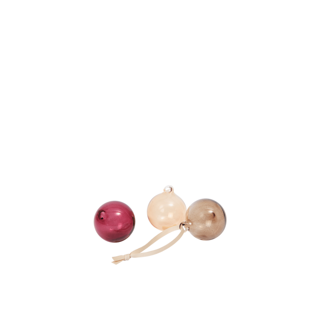 ferm LIVING Glass Baubles S Roseate Translucent – durchscheinende Glaskugeln 4 cm