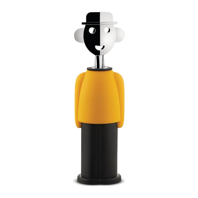 Alessi Korkenzieher Alessandro M. in Gelb und Schwarz mit verchromtem Zamak, Design Alessandro Mendini