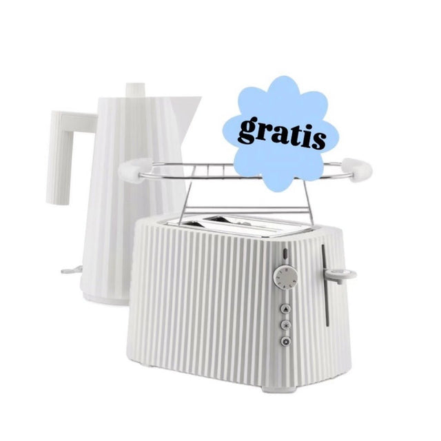 Alessi Plissé Set Weiß – Wasserkocher 1,7 L + Toaster + Gratis Aufsatz Alessi - DesignWe.Love