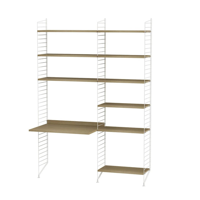 Arbeitsplatz B Weiss/Eiche Set - Regalsystem - Stringfurniture - DesignWe.Love