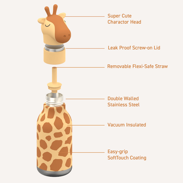 Asobu Trinkflasche Kinder - Tierfigur Thermosflasche - DesignWe.Love