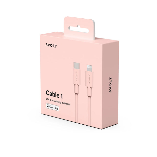 Avolt Cable 1 USB-C auf Lightning Ladekabel in New Pink