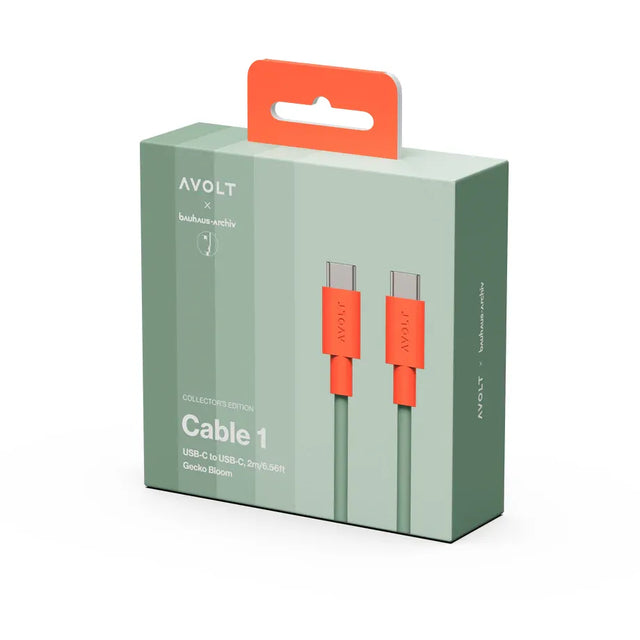Avolt Cable 1 USB-C Kabel 2 m in Gecko Bloom – Bauhaus-Archiv Edition