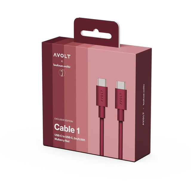 Avolt Cable 1 USB-C Kabel 2 m in Mulberry Red – Bauhaus-Archiv Edition