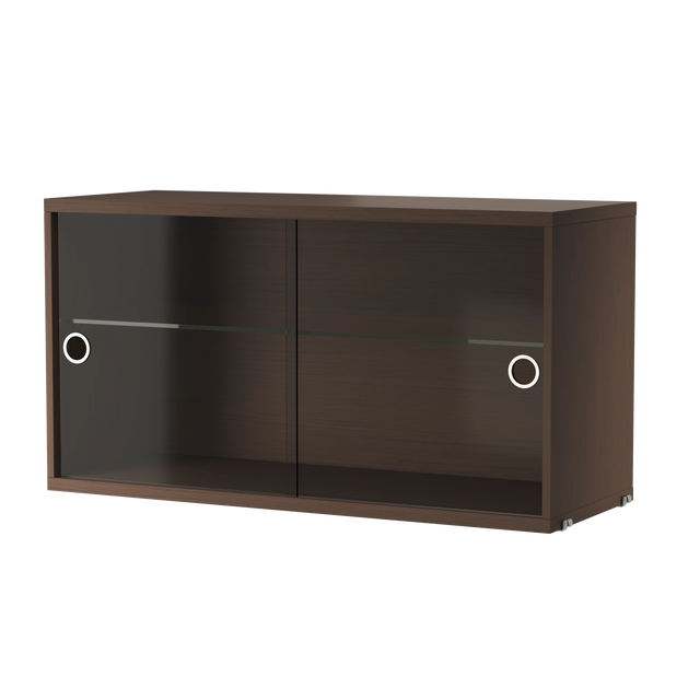 Schrank mit Glas-Schiebetüren 78x30cm Eiche dunkelbraun – String Furniture