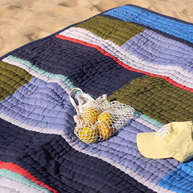 Baumwolldecke Pavilion Plaid Block – Blue Multicolour 140×200 - Hübsch Interior - DesignWe.Love