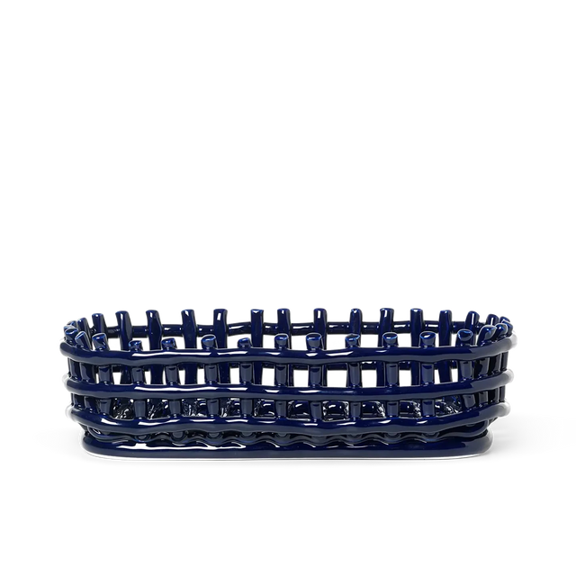 Ceramic Basket Oval Blau - ferm LIVING - DesignWe.Love
