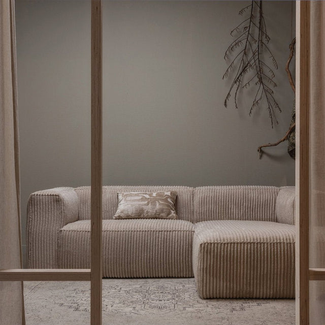 Chaiselongue Sofa Bean Ribcord Travertin - WOOOD - DesignWe.Love