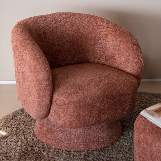 Drehbarer Loungesessel Balou Bouclé Terrakotta - By Boo - DesignWe.Love
