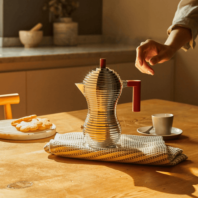 Espressokocher Pulcina Chrom - Rot - Alessi - DesignWe.Love