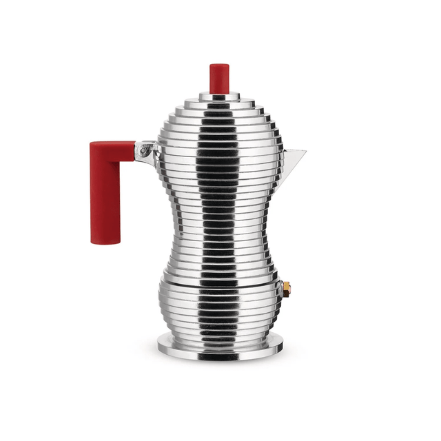 Espressokocher Pulcina Chrom - Rot - Alessi - DesignWe.Love