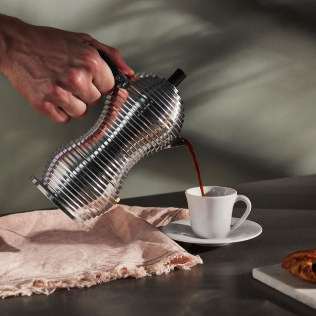 Espressokocher Pulcina Induktion chrom/schwarz - Alessi - DesignWe.Love