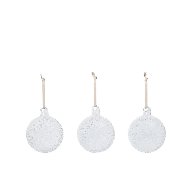 ferm LIVING Flurry Christbaumkugeln M Weiß – mundgeblasene Weihnachtskugeln