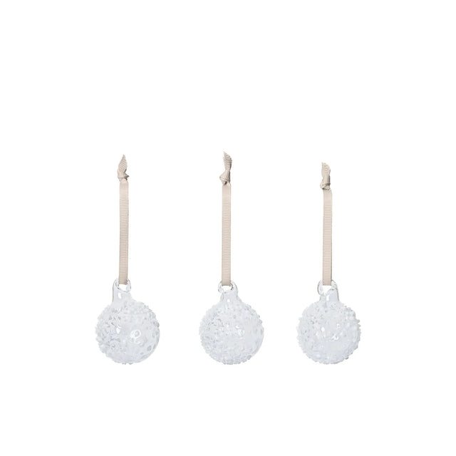 ferm LIVING Flurry Christbaumkugeln S Weiß – kleine weiße Glaskugeln