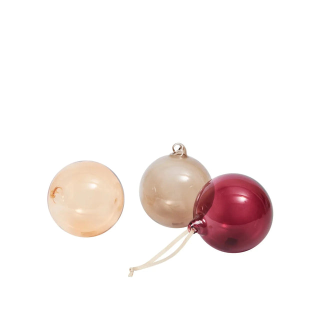 ferm LIVING Glass Baubles L Roseate Translucent – große Glaskugeln durchscheinend