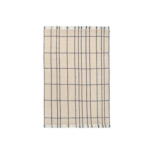 ferm LIVING Sen Teppich kariert 170 × 240 cm in Indigo