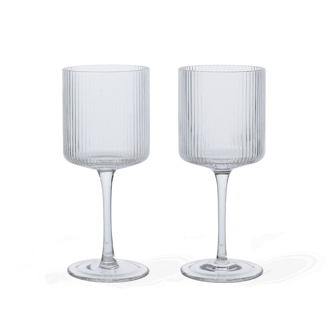 Weißweingläser Ripple Klar 2er Set - ferm LIVING
