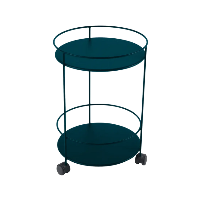 Fermob Guinguette Servierwagen Acapulcoblau mit zwei Platten und Rollen - Fermob