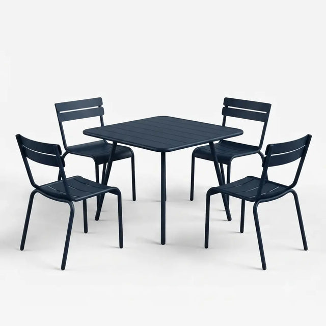 Fermob Luxembourg Gartenmöbelset Abyssblau, Tisch und 4 Stühle - Fermob