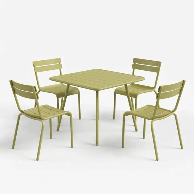 Fermob Luxembourg Gartenmöbelset Lindgrün, Tisch und 4 Stühle - Fermob
