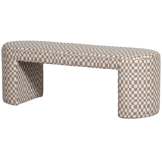 Gepolsterte Sitzbank Jacob Sand mit Karomuster - Woood - DesignWe.Love