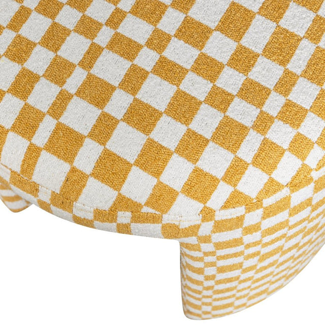 Gepolsterter Hocker Charlie Gelb mit Karomuster - Woood - DesignWe.Love