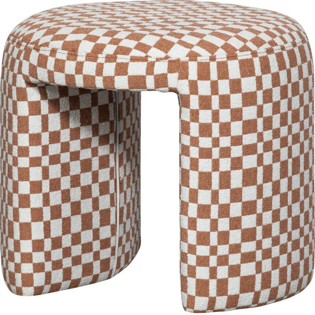 Gepolsterter Hocker Charlie Orange mit Karomuster - Woood - DesignWe.Love