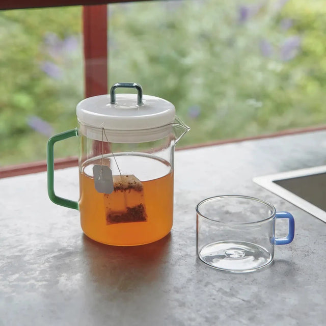HAY Brew Pot Teekanne aus Glas – 1 Liter, Jade/Weiß
