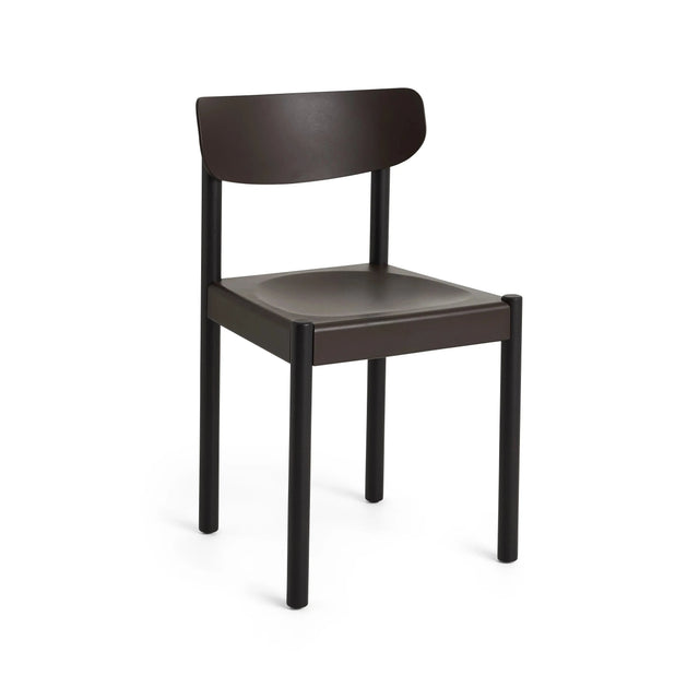 HAY Pack Chair 10 Trattoria-Stuhl, schwarz lackierte Eiche, Sitzschale Graphite Brown