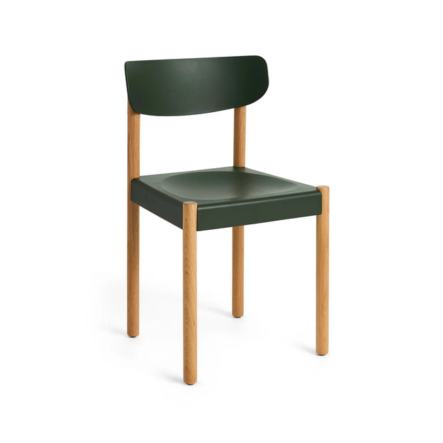 HAY Pack Chair 10 Trattoria-Stuhl, geölte Eiche, Sitzschale Palm Green