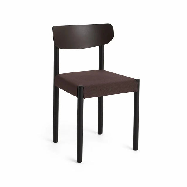 HAY Pack Chair 11 gepolsterter Trattoria-Stuhl, Iron Black Oak Eiche, Rücken Graphite Brown, Bezug Steelcut 695