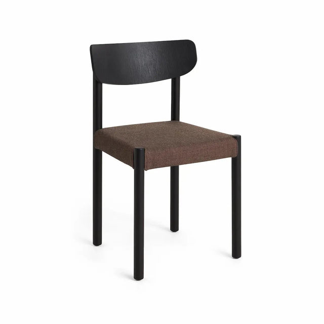 Trattoria-Stuhl, Iron Black Oak Eiche, Rücken Iron Black Veneer, Bezug Remix 356