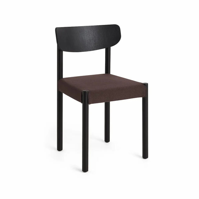 HAY Pack Chair 11 gepolsterter Trattoria-Stuhl, Iron Black Oak Eiche, Rücken Iron Black Veneer, Bezug Steelcut 695