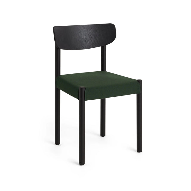 HAY Pack Chair 11 gepolsterter Trattoria-Stuhl, Iron Black Oak Eiche, Rücken Iron Black Veneer, Bezug Steelcut 975