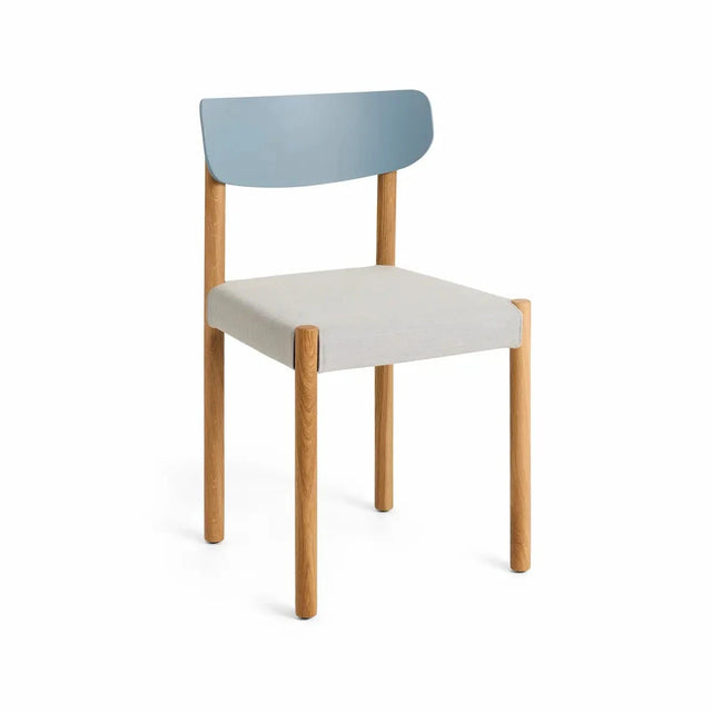 HAY Pack Chair 11 gepolsterter Trattoria-Stuhl, Oiled Oak Eiche, Rücken Ash Blue, Bezug Remix 606