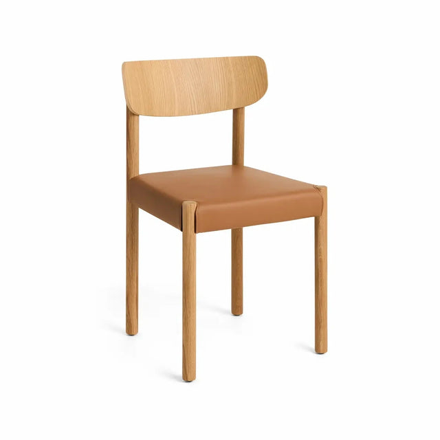 HAY Pack Chair 11 gepolsterter Trattoria-Stuhl, Oiled Oak Eiche, Rücken Oak Veneer, Bezug Grano Cognac