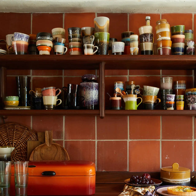 HK Living 70s Ceramics Cappuccino Becher Verve 4er Set – Stoneware mit reaktiver Glasur, 330 ml, lebhafte Farben, ACE7236