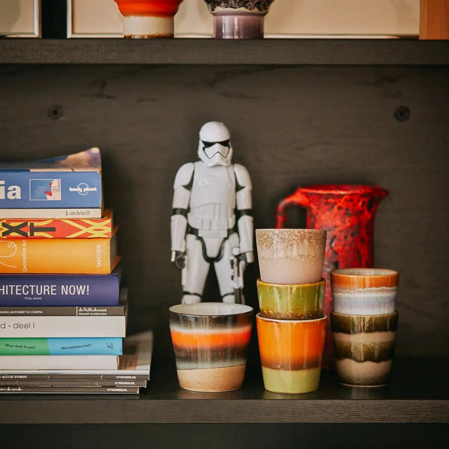 HK Living 70s Ceramics Kaffeebecher Elements 6er Set – Keramik Kaffeetasse in erdigen Naturtönen, handglasiert, ACE7212
