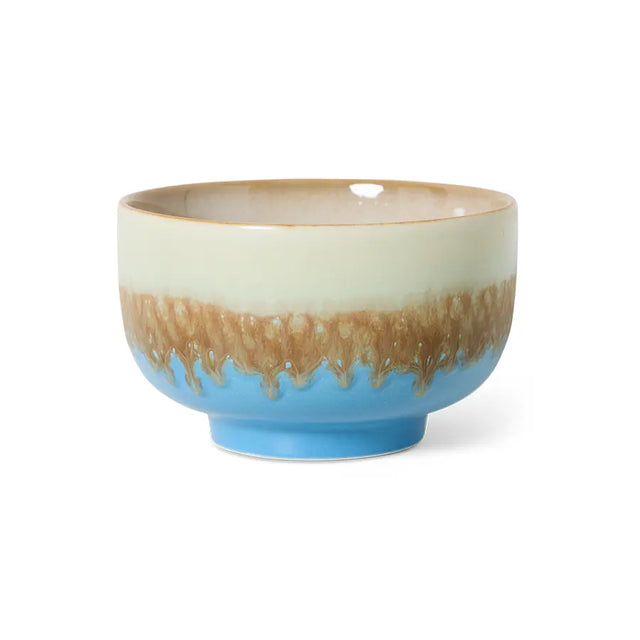 HK Living 70s Ceramics Noodle Bowl Azure – Stoneware Schüssel Ø 13,5 cm, 500 ml, mediterran-blauer Ton, handglasiert, KST0113