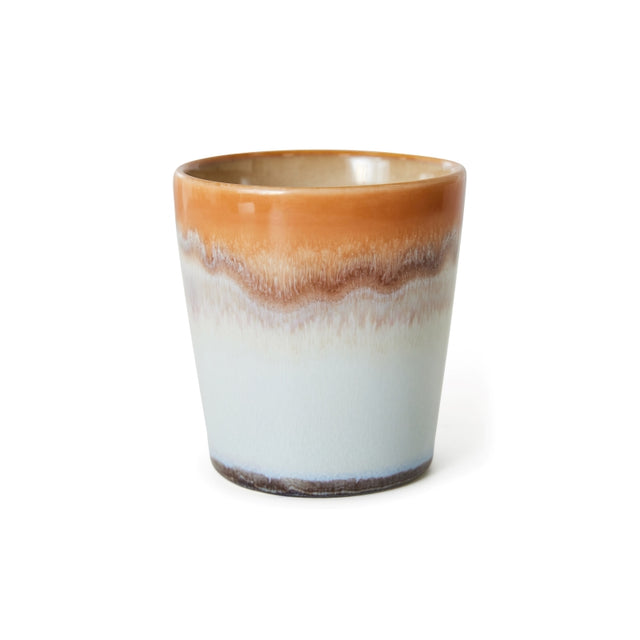 HK Living Kaffeebecher 70s Ceramics – Stoneware Tumbler 230 ml, handglasiert, reaktive Glasur, Farbwelt Ash