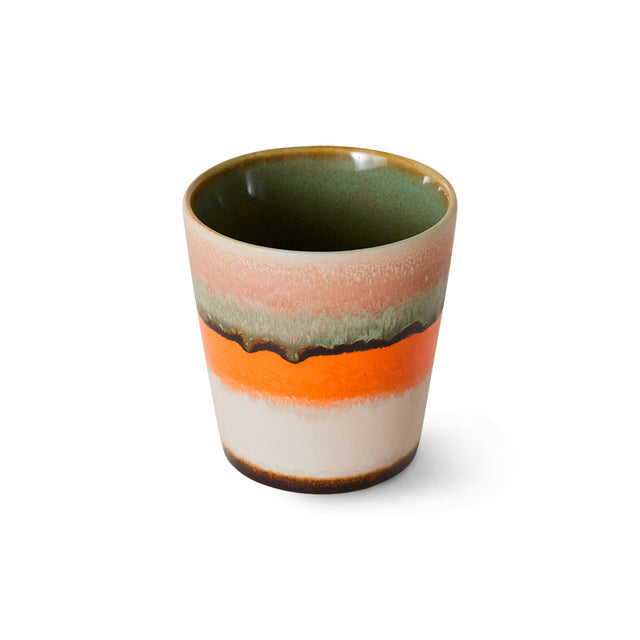 HK Living Kaffeebecher 70s Ceramics – Stoneware Tumbler 230 ml, handglasiert, reaktive Glasur, Farbwelt Burst