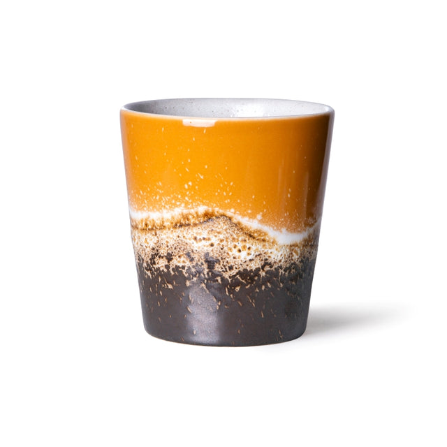 HK Living Kaffeebecher 70s Ceramics – Stoneware Tumbler 230 ml, handglasiert, reaktive Glasur, Farbwelt Fire