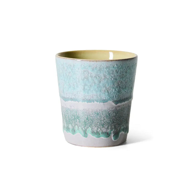 HK Living Kaffeebecher 70s Ceramics – Stoneware Tumbler 230 ml, handglasiert, reaktive Glasur, Farbwelt Ozon