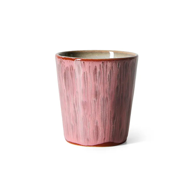 HK Living Kaffeebecher 70s Ceramics – Stoneware Tumbler 230 ml, handglasiert, reaktive Glasur, Farbwelt Rhubarb