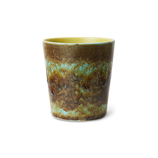 HK Living Kaffeebecher 70s Ceramics – Stoneware Tumbler 230 ml, handglasiert, reaktive Glasur, Farbwelt Tidal