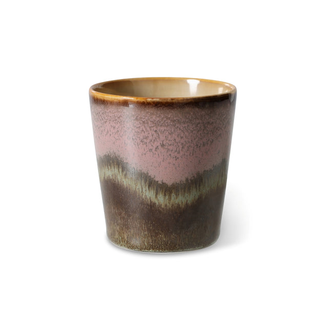 HK Living Kaffeebecher 70s Ceramics – Stoneware Tumbler 230 ml, handglasiert, reaktive Glasur, Farbwelt Torrent